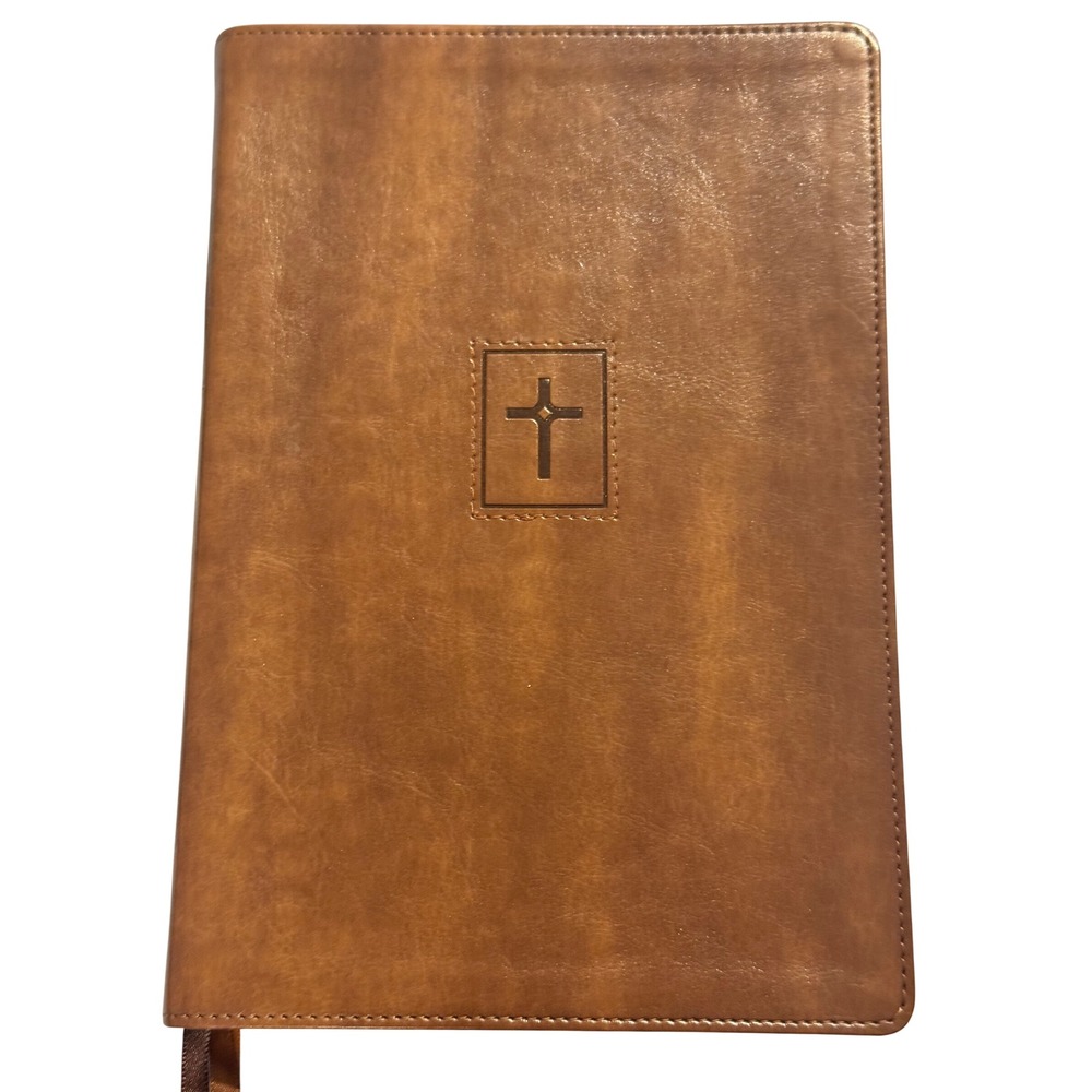 NIV Holy Bible Zondervan Leathersoft Tan Brown Cross ISBN 9780310463467